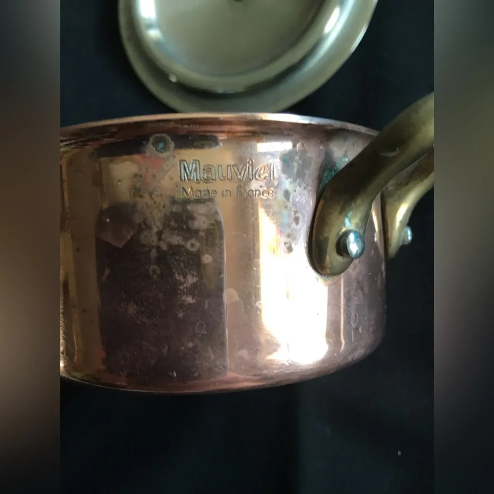 Mauviel Copper Mini Cocette Pot with Brass Handles and Lid